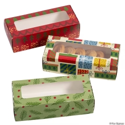 Fireside Folk Christmas Cookie Boxes with Window-12PK